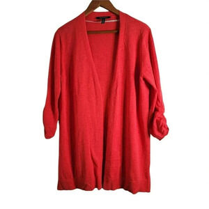 Ellen Tracy Red Cardigan Open Front Size L WOMEN'S